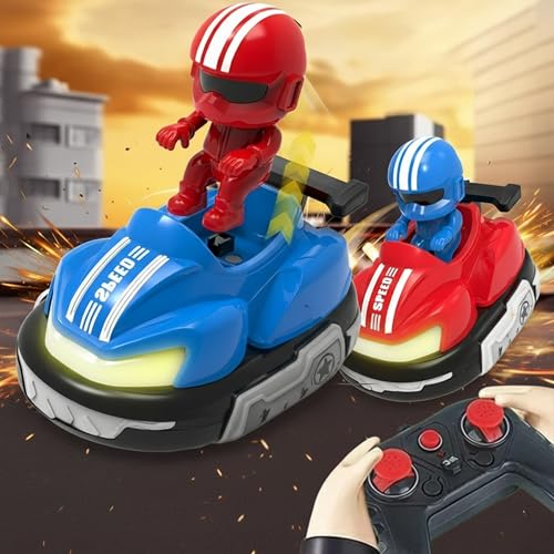 Image of Remote Control Bumper Cars Toy for Kids | 2 Pack RC Ejector Battle Race Vehicles | Light, Sound & 360Rotating, Football Car | Rechargeable Battery, Interactive Toy for Boys & Girls