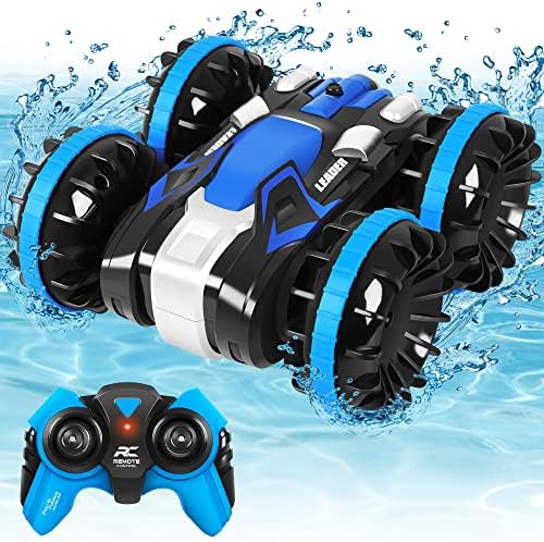 PECMPO Water and Land RC Car for Kids-2.4GHz Remote Control Boat Waterproof RC Monster Truck Stunt Car 4WD RC Vehicle-Toys Gift for 6-12 Year Old Boys Girls Teen