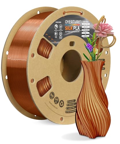 OVERTURE Silk PLA Filament 1.75mm Metallic Shine Filament 1kg Silk Copper