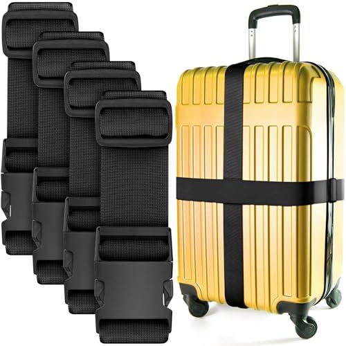 Correas para Maletas - Negras, Pack de 20 - Cinturones de Nylon Premium para Seguridad de Equipaje - Longitud Ajustable de 1 a 2 Metros - de BlueCosto