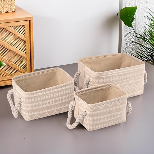 Image of Kuber Industries (Set of 3) Foldable Cosmetic & Skincare Dressing Table Organizer | Space-Saving Storage Boxes for Makeup Items /Hair Gadgets & Jewellery Holder | GM-11-BG | Beige
