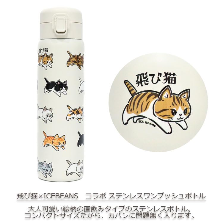 Amazon | 飛び猫 ICEBEANS ステンレスワンプッシュボトル480ml 502-303