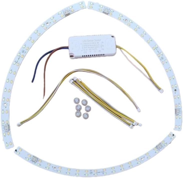 Curved Semicircular LED Light Source for Ceiling Fan Light Strip for SMD Strips 18 W/27 W/36 W Transparent Plastic Housing Tri-Colour Lighting (3 Pieces 27 W x 2 + driver)