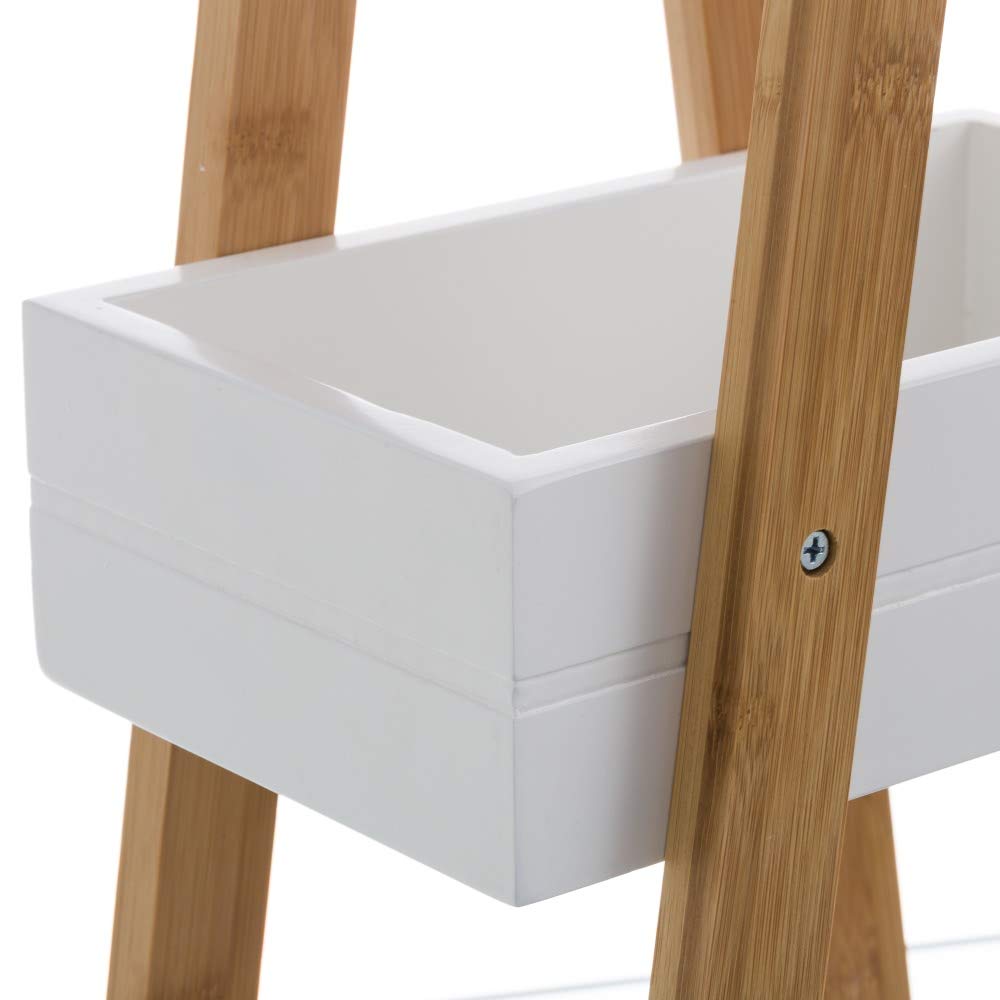Estantería Blanca de bambú con 3 cestas nórdica para Cuarto de baño Basic - LOLAhome