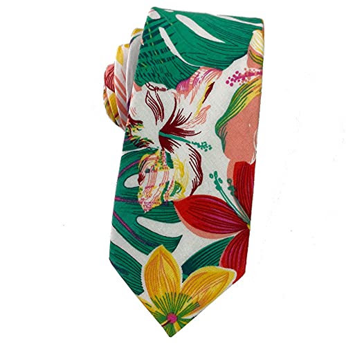Image of Mantieqingway Floral Ties for Men Skinny Cotton Tie Flower Necktie