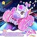 Remote Control Car for Girls, 360° Rotating, 4WD RC Stunt Cars, Unicorn Monster Truck Toys with Light and Music, 2.4 GHz, Rechargeable, Various Terrain Pink Car, Girl Christmas, Birthday Gift Age 3-10