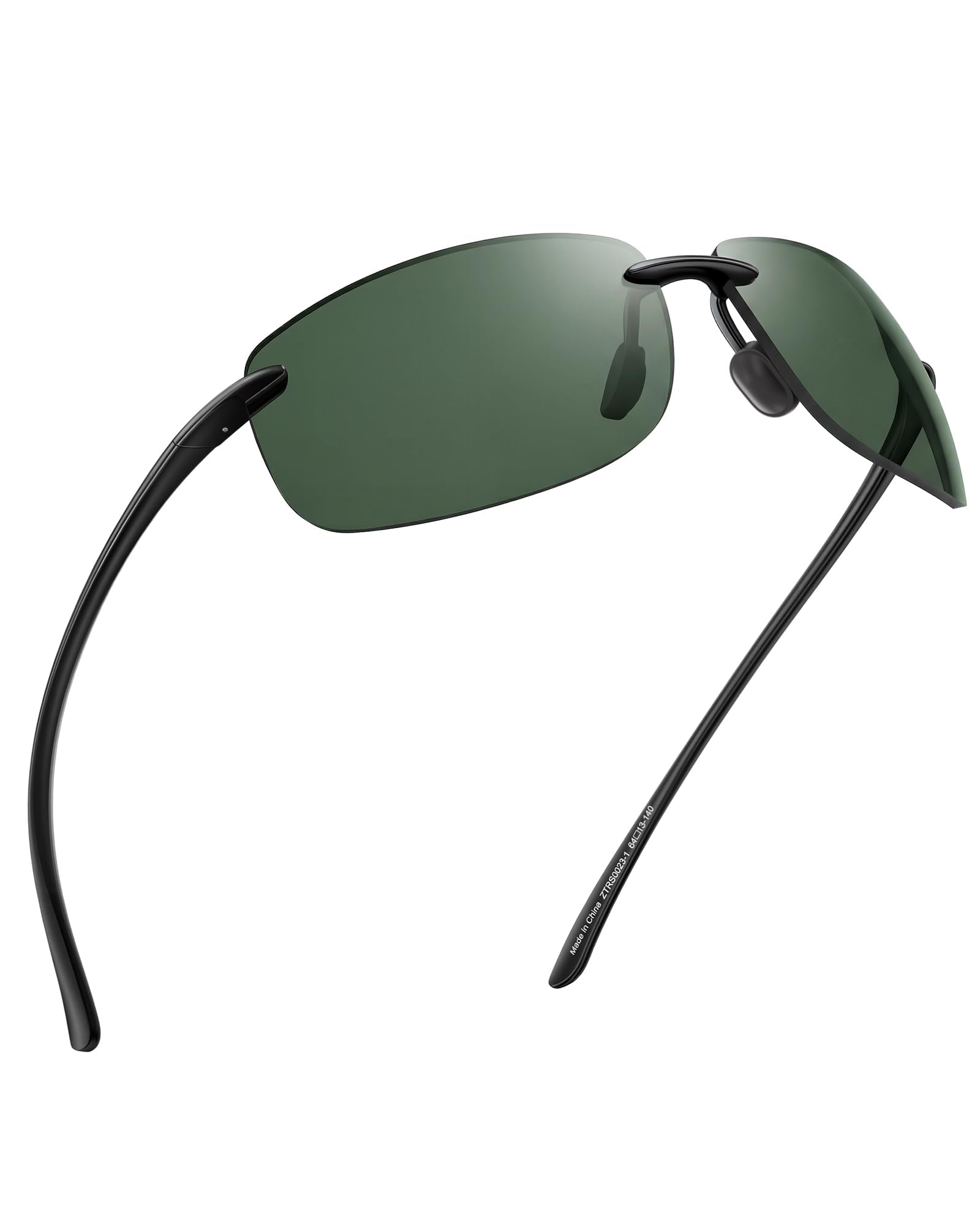 JIM HALO Sport Sunglasses for Men Women TR90 Rimless Frame for Running Fishing Cycling Driving, Polarized Green, One Size