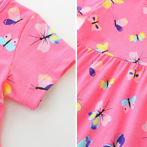 Girl's Summer Dresses Cotton Short Sleeve and Sleeveless Dress for Kids Girls Casual Skater Playwear Dresses Set 2 Pack4