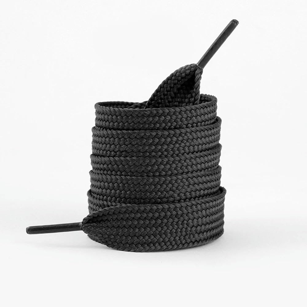 Meifulle Black 130Cm Solid Color Shoelaces 2Cm Wider Flat Shoelaces 1Pair Replace Canvas Sneakers Rope Big Shoe Laces