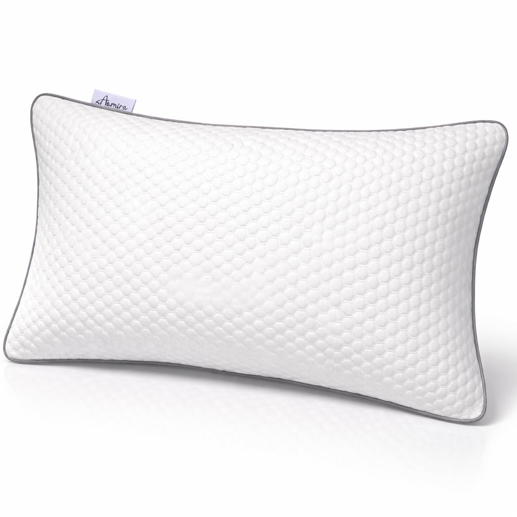 Aamira White Shredded Memory Foam Bed Pillow 70X45cm, Orthopaedic Neck & Shoulder Support, Hypoallergenic, Adjustable Height, Removable Washable Bamboo Cover, Ideal For Stomach, Back & Side Sleepers