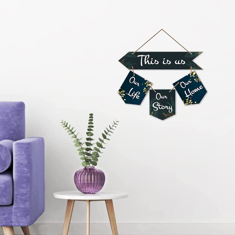 Image of This is us Decorative Wall Art MDF Wooden Wall Hanger for Living Room | Bedroom | Gifts | Wooden Home Decor Items | Modern Decoration | Quotes Decor Items
