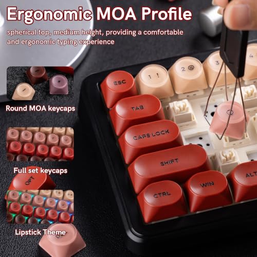 Image of dagaladoo Red Lipstick Keyboard keycaps, PBT keycaps Jelly | Dye Sublimation,128-keys Custom keycaps for 60% 65% 75% 100% MX switch Mechanical Keyboard