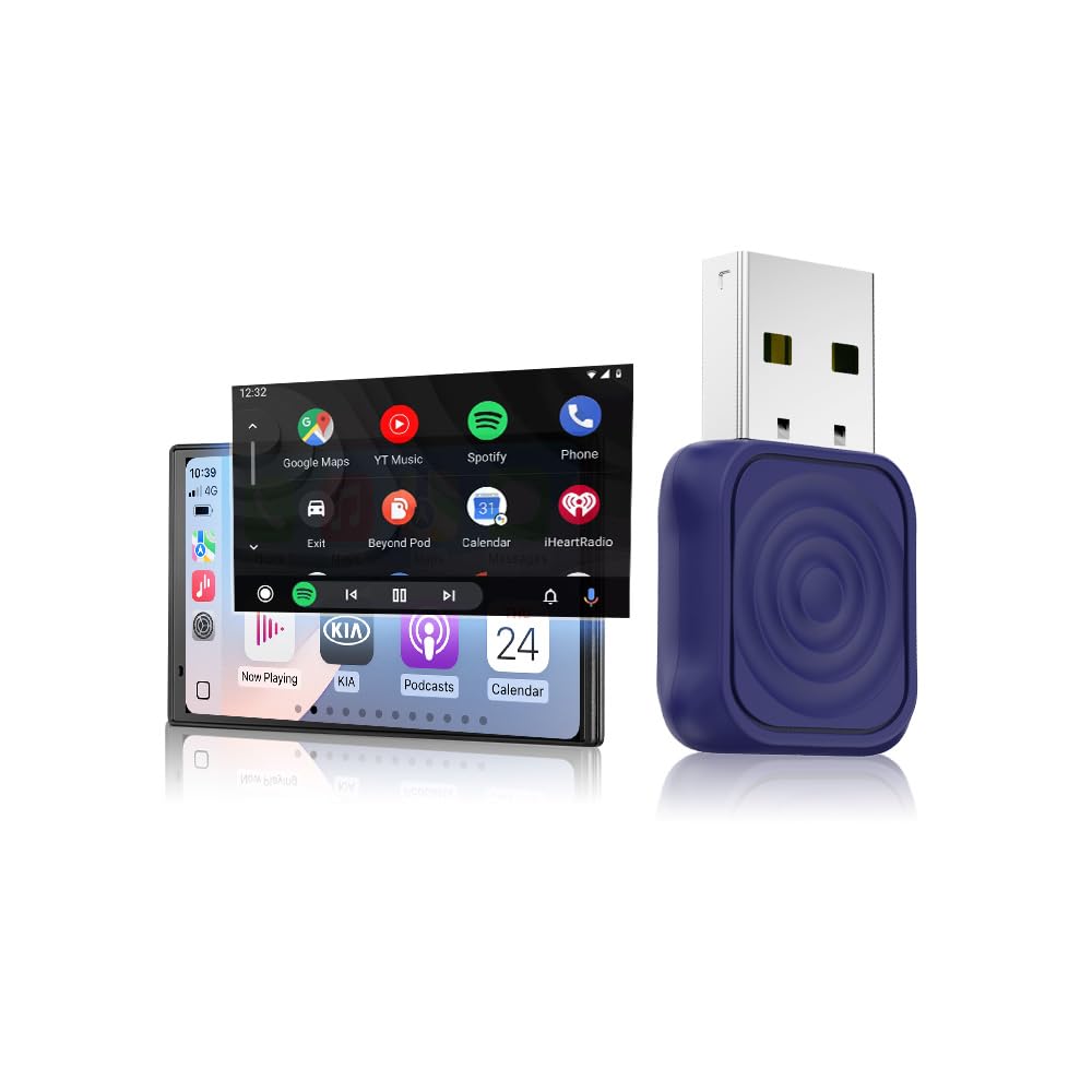 Carlinkit Mini adattatore per auto Ultra Wireless CarPlay & Android – Plug & Play Dongle per iPhone e Android, converte cablata a wireless, USB-A/USB-C, compatibile con auto cablate OEM