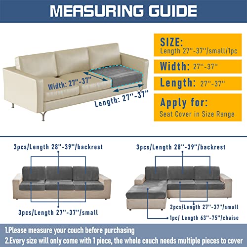 Tewene, Couch Cover Sectional Couch Cover Velvet Sofa Cover Stretch Couch Cover For Sectional Sofa L Shape Leather Sofa Cover Couch Cushion Cover, Velvet Grey/Length 27''X37'' (Only 1 Piece) #TOP4