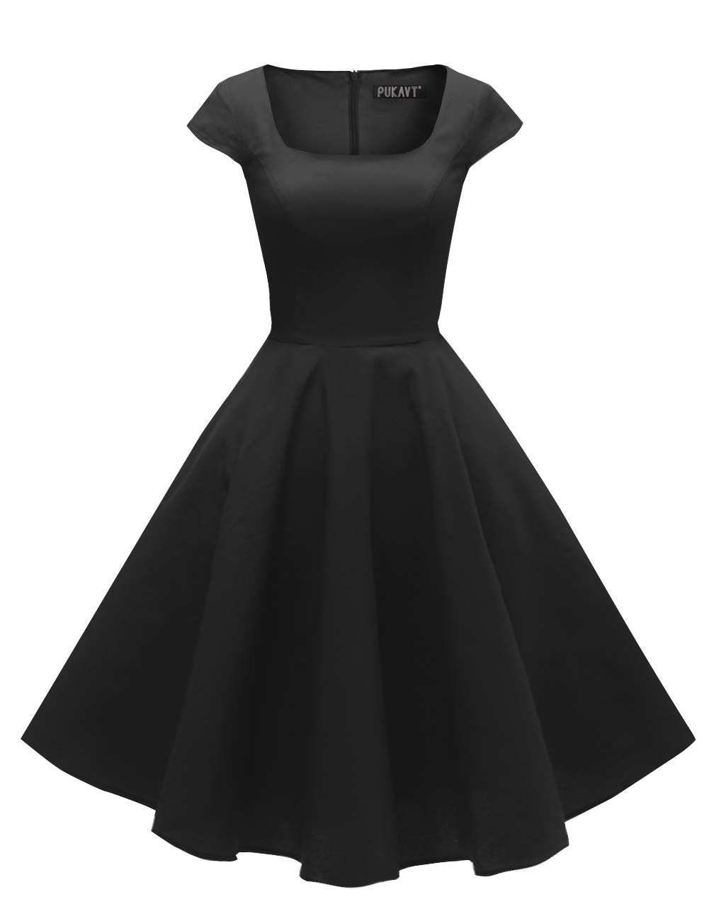 PUKAVT Women's Cocktail Party Dress Cap Sleeve 1950 Retro Swing Dress with Pockets