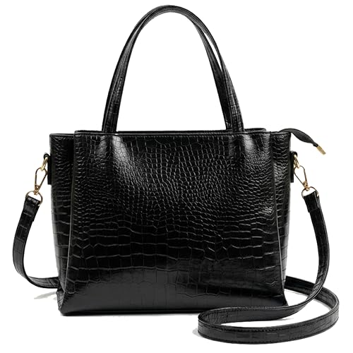 Image of AVERAA Women's Premium Croco Pattern Handbag with Sling Strap | Large Tote Purse L14xW6x9 Inch | Multi-Compartment Office Bag | Stylish Shoulder Bag for Work, Travel & Daily Use