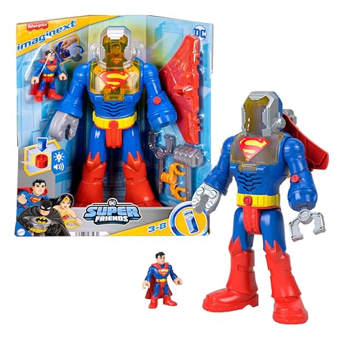 Fisher-Price Imaginext Coffret Robot Superman XL DC Super Friends de 30 cm de haut avec sons et lumières, pour enfants à partir de 3 ans, JCT47