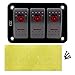 FXC Rocker Switch Aluminum Panel 3 Gang Toggle Switches Dash 5 Pin ON/Off 2 LED Backlit for Boat Car Marine Red