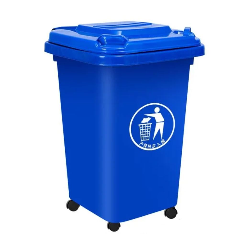 Bidone Spazzatura Esterni Ruote Grandi Dimensioni 30L 50L 100L 120L 240L Coperchio Ruote Esterno Giardino Garage Terrazza(Blue,30L)