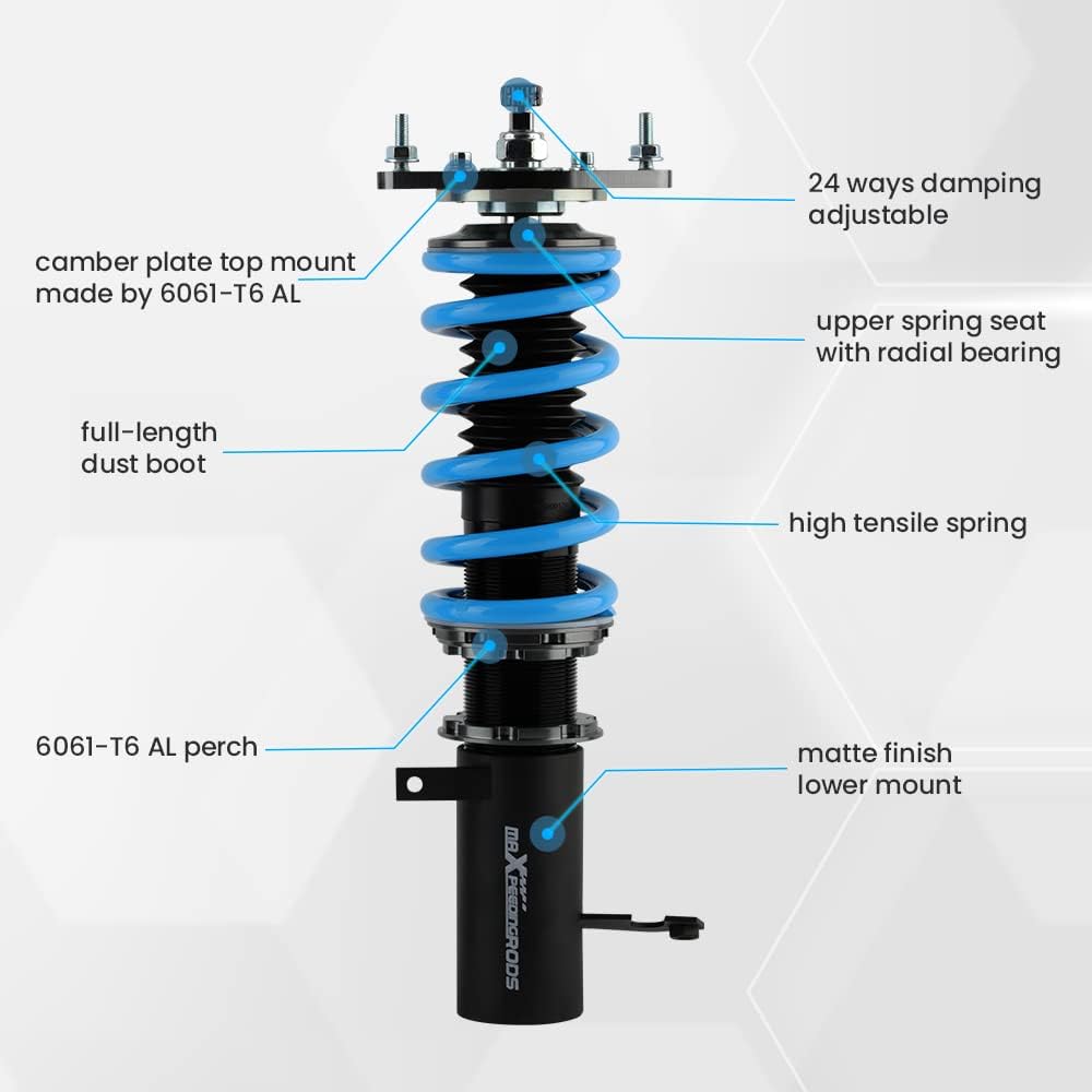 maXpeedingrods Coilover for Toyota Corolla E90 1987-1992, E100 1991-1998, E110 1995-2002, AE92 87-91 AE101 92-98, 24 Levels Damper Adjustable Coilovers Suspension Kit, Preset Damping Lowering Kits