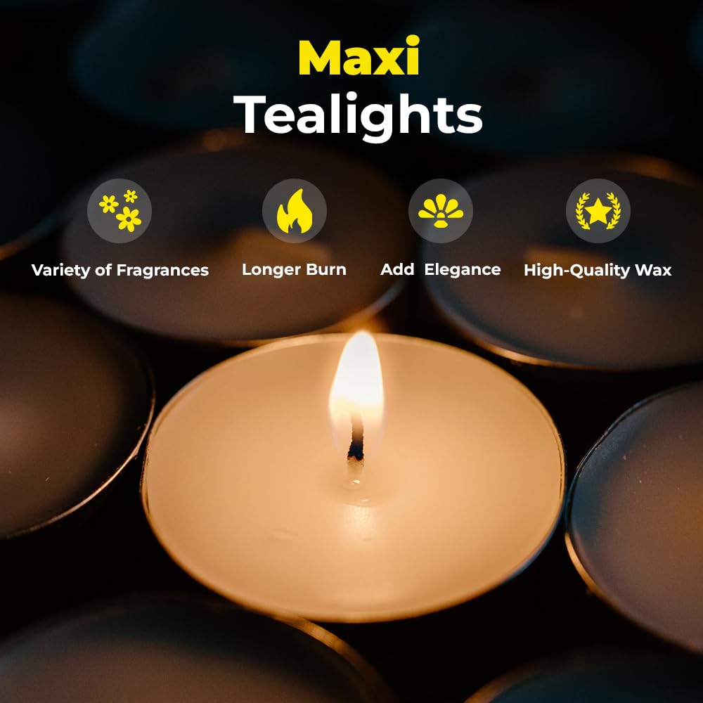 ZOPPER Maxi candele tealight – 10 ore di durata di combustione non profumate per illuminazione ambientale, decorazione della casa e aromaterapia – Confezione da 12
