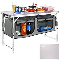 VEVOR Campingküche inkl.Tragetasche Campingschrank Einstellbar Campingschrank, Reiseküche Küchenbox Zeltschrank Outdoor Camping Küche Zeltschrank Camping Reisen Grau Tragbar Küchenbox Reiseküche