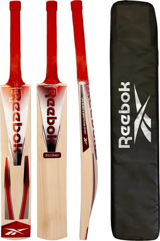REEBOK Striker Size 6 (Leather Bat with Premium Cover) Kashmir Willow Cricket Bat for 15+ Yrs (920-970 g) Bat Grip and Sticker May Vary Based on Availability-image-5