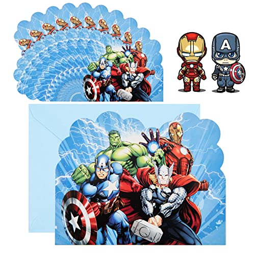 Ainvliya 10 Pcs Einladungskarten mit Avengers, Einladungskarten Kindergeburtstag mit Umschlägen, Superhero Einladungskarten Geburtstag, Einladung Kindergeburtstag für Mädchen Jungen Cover