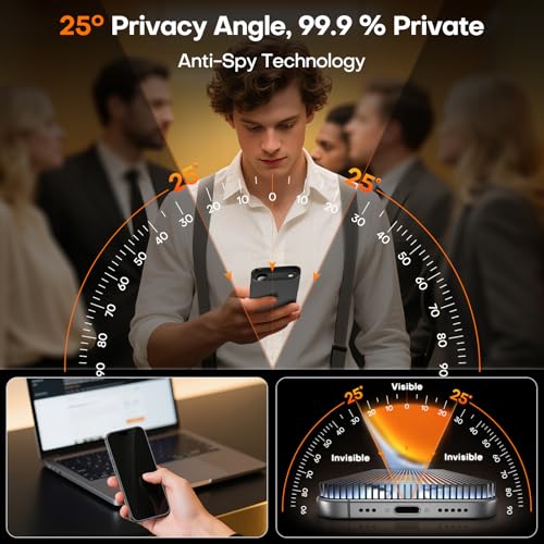 Image of TOCOL for iPhone Air Privacy Screen Protector 6.6 inch 9H Hardness Military Grade Shatterproof HD Tempered Glass for Full Coverage Easy Installation 2 Pack