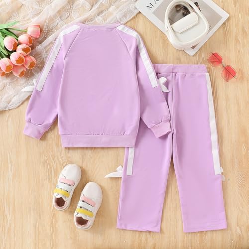 Image of 2025 Girls Sweatsuit Set Cute Hooded Sweatshirt & Jogger Pants with Pocket Casual Outfuts Set