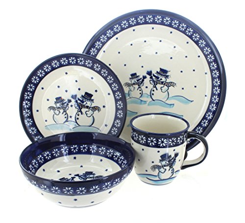 Blue Rose Polish Pottery Frosty Friend 16 Piece Dinner Set