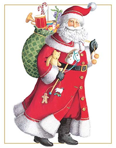 Caspari Santa With Toy Sack Boxed Christmas Cards - 16 Cards & Envelopes