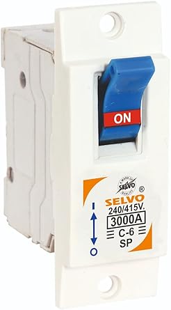 SELVO C-6A Single Pole Flush Mounted (Screw Mounted) Mini MCB (Type C, 6SPT6E, 6, GSELSPT12049E6)