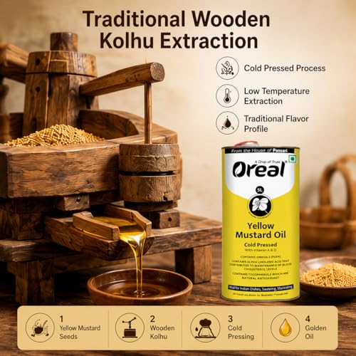 Image of Oreal Yellow mustard 5 Litres can, cold pressed unrefined mustard | Pili sarso cooking Oil (From the House of Pansari)