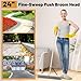 Maxdot 2 Pcs 24” Fine-Sweep Push Broom Head, Threaded Wood Block with Broom Brace for Outdoor Indoor
