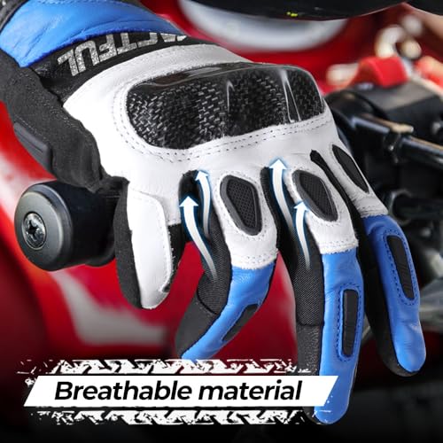 Image of WTACTFUL Goatskin Carbon Motorcycle Gloves, Touchscreen Men Women | Goatskin Leather, Breathable Microfiber, Carbon Joint Protection, Air Mesh Ventilation, Anti-Slip Grip, for Motorcycle Riding