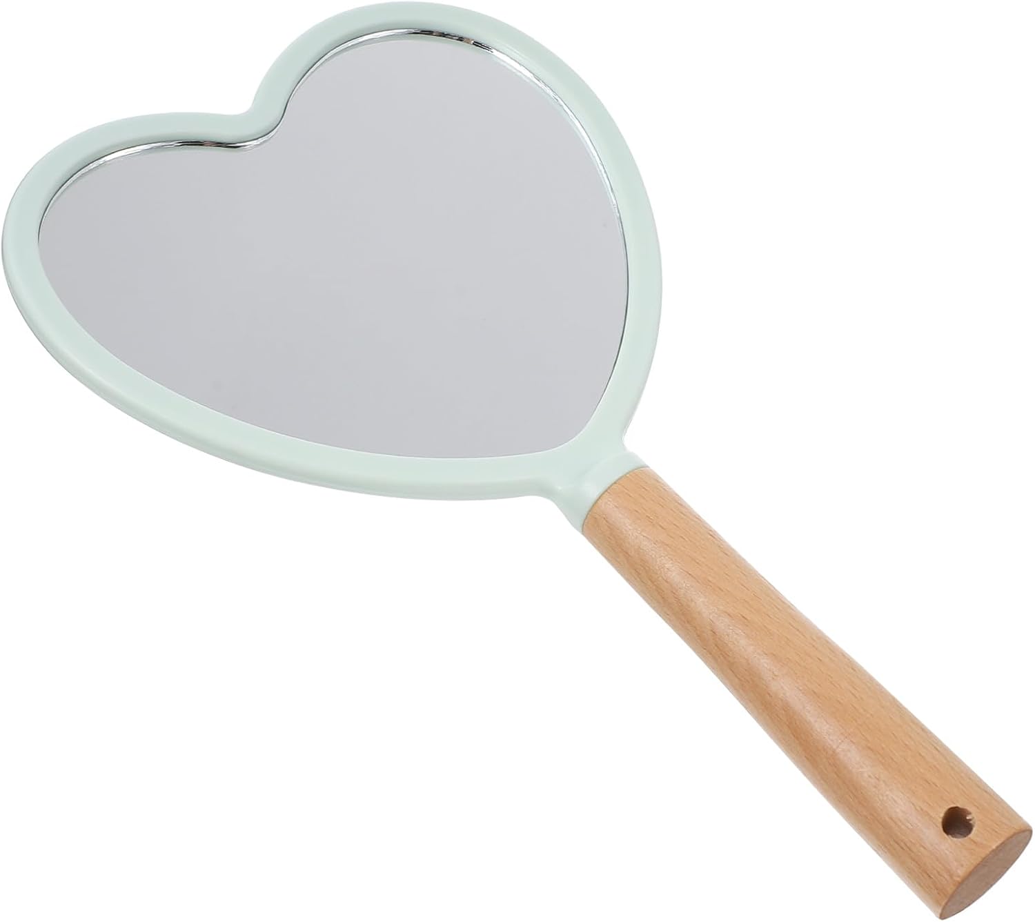 STOBAZA Handheld Makeup Reflector Heart-Shaped Green Cosmetic Glass Salon Travel Portable Beauty Tool