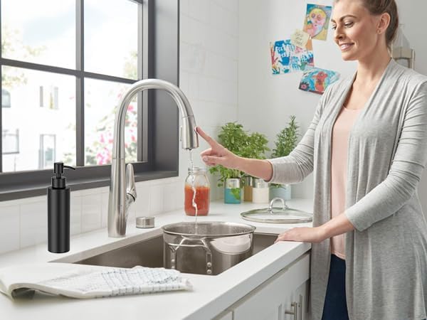 ARKTEK Matte Black Soap Dispenser Stainless Steel 11.8 OZ - Liquid Hand Lotion Dispenser Decor Refillable Dishwashing Soap Dispenser for Kitchen Bathroom Countertops - Image 8