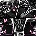 CAR PASS Universal Cloth Butterfly Car Seat Covers Full Set, Embroidered Flower Waterproof Car Floor Mats Carpet, Butterflies Steering Wheel Cover for Car Accessories Interior Sets (Black and Pink)