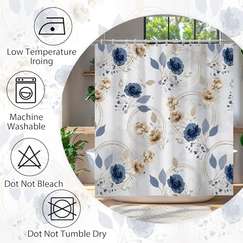 Rideau de douche en tissu imperméable avec crochets pour stopper l'eau du bain