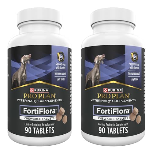 Purina Pro Plan Veterinary Supplements FortiFlora Chewable Dog Probiotic Supplement Tablets - 90 ct. Canister (Pack of 2)