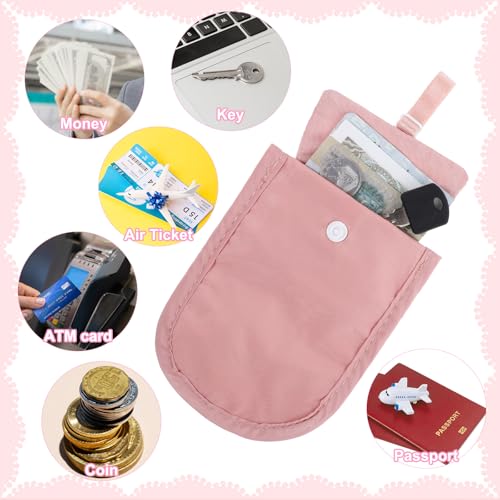 Image of Hidden Travel Bra Wallet, Money Belt For Travel Women Hidden with Adjustable Elastic Strap for Traveling Suitable for all Bra Sizes Passport Holder for Passport Money Valuables (Pink)