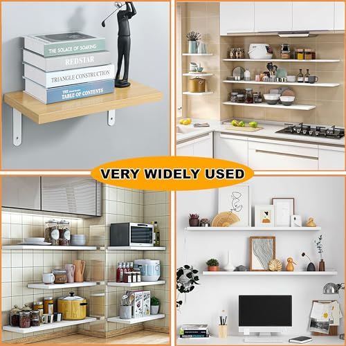 Alise J5207W-4P Floating Shelf Brackets,White Bracket For Shelves Heavy Duty L Wall Bracket Corner Brace,Stainless Steel Joint Angle Bracket thumb #5