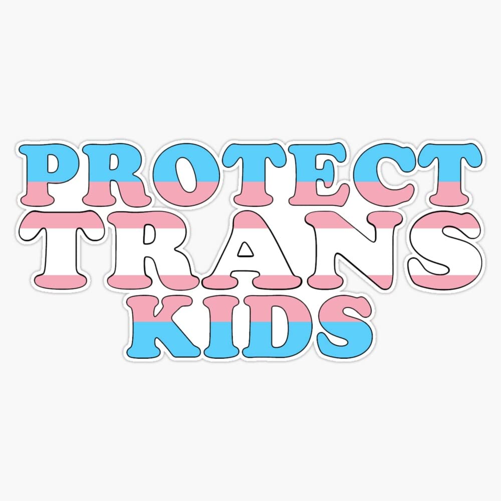 Protect Trans Kids (Flag Text) Sticker Vinyl Bumper Sticker 6 Mil Thick - Size 5"