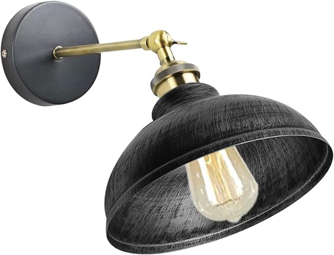 DC VOLTAGE Industrial Metal Wall Lights Indoor Wall Sconce Lighting Wall Lamp Fixture for Living Room Bedroom Vanity Loft Cafe Bar (Brushed Silver - with Bulb)