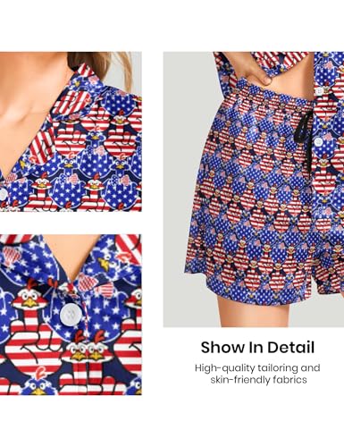 Image of Women's Pajama Sets Funny Pajamas for Women Set Comfortable 2 Piece Button Down Tops & Shorts Sleepwear Short Sleeve