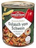 DREISTERN Schweinegulasch 800g I Mit Nudeln & Paprika I Herzhaftes Fertiggericht in recyclebarer Konservendose I Lange Haltbarkeit dank natürlicher Konservierung I Hausmacher Qualität