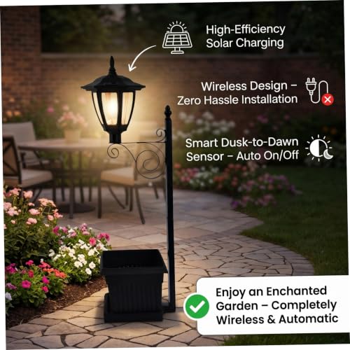 Luces solares para macetero y jardín con estaca doble función para césped en negro 7
