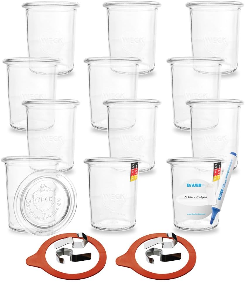 24 Weck Gläser 160 Ml - Einmachgläser Sturzgläser Für Marmelade & Desserts