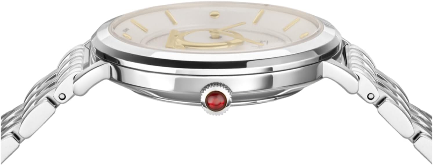 Ferragamo Minuetto Collection Luxury Womens Watch Timepieces with a Silver Bracelet Featuring a Stainless Steel Case and a White Dial